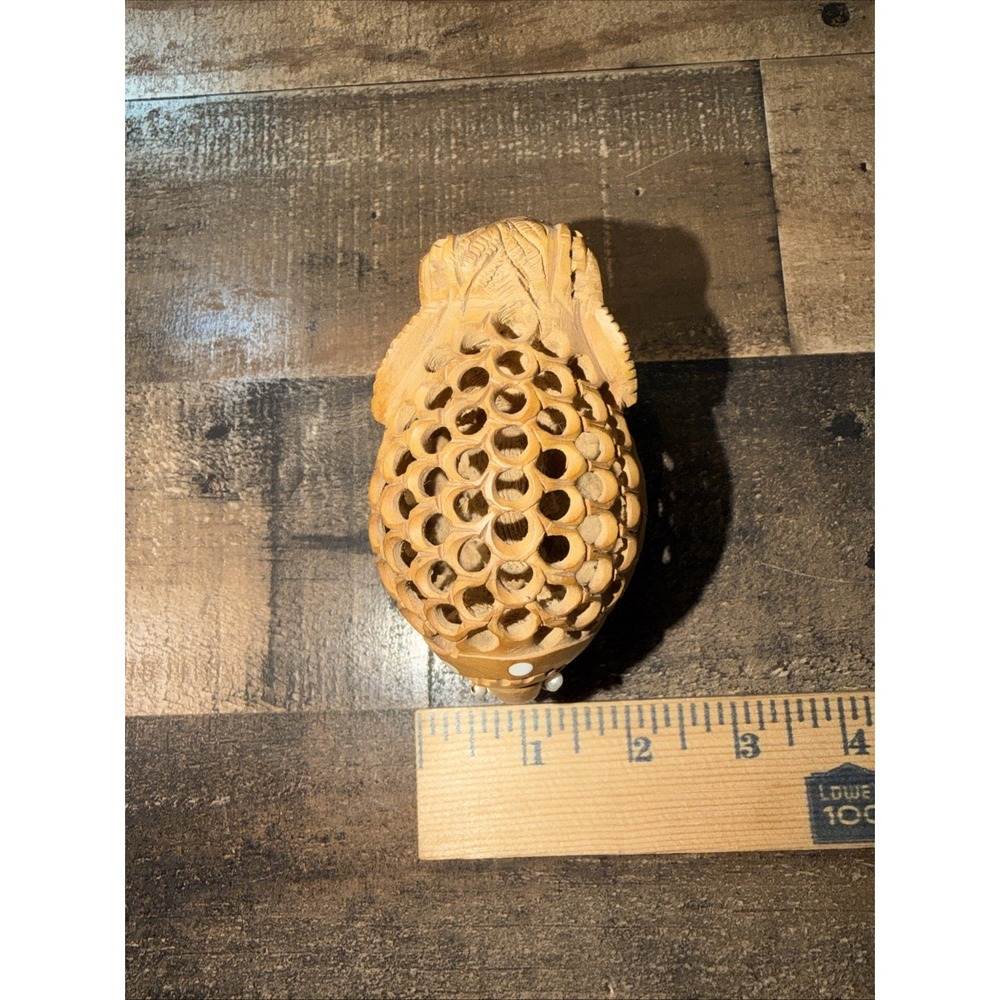 Hand Carved Wooden Pregnant Elephant Jali Undercut Lattice Figurine India Art - Picture 14 of 14
